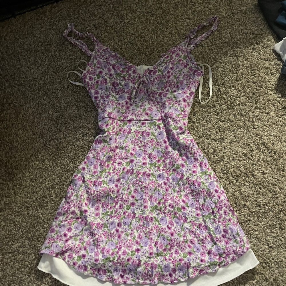 Beautiful purple floral dress for petite women and girls